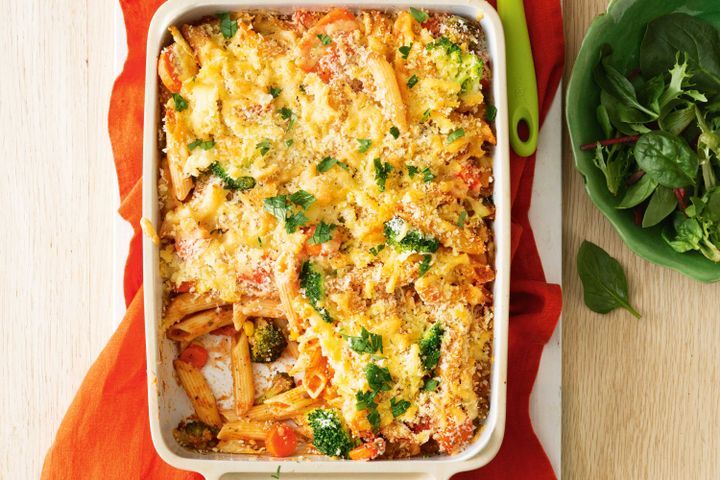 Cooking Soups Quick crunchy-topped vegetable pasta bake