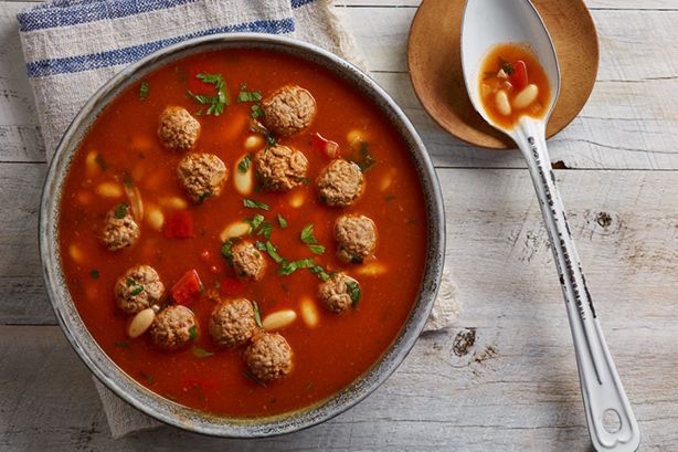 Cooking Soups Spanish meatball and cannellini bean soup