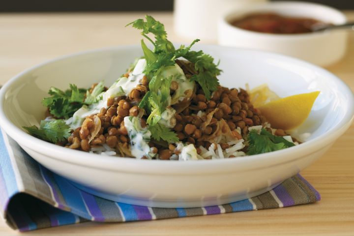 Cooking Soups Spiced Indian lentils with raita