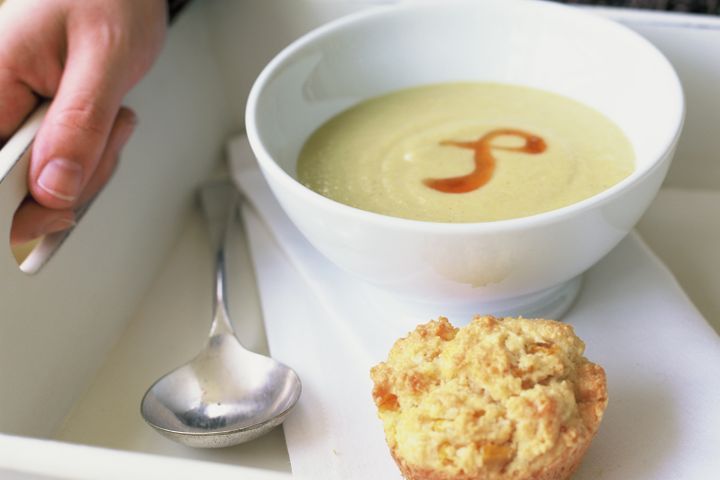 Cooking Soups Spiced corn soup with polenta muffins