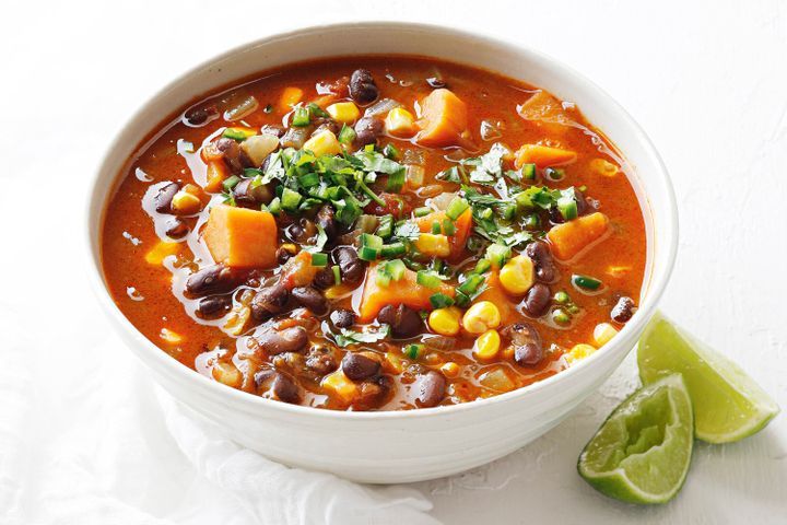 Cooking Soups Spicy black bean and corn soup with chilli