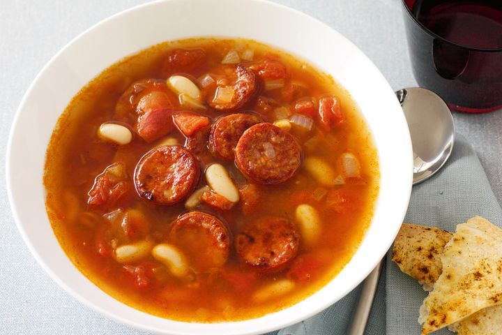Cooking Soups Spicy chorizo, white bean & tomato soup