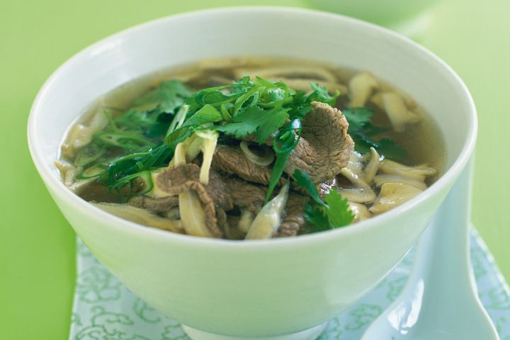 Cooking Soups Thai-style beef and mushroom soup