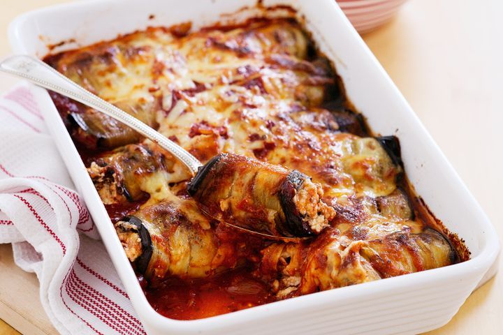 Cooking Vegetarian Baked cheesy eggplant rolls