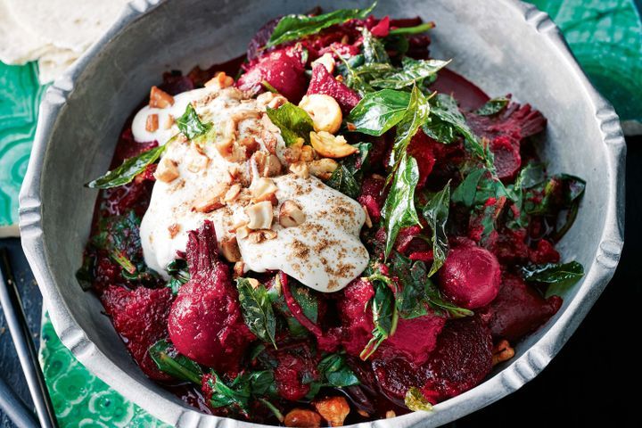 Cooking Vegetarian Beetroot and pumpkin curry