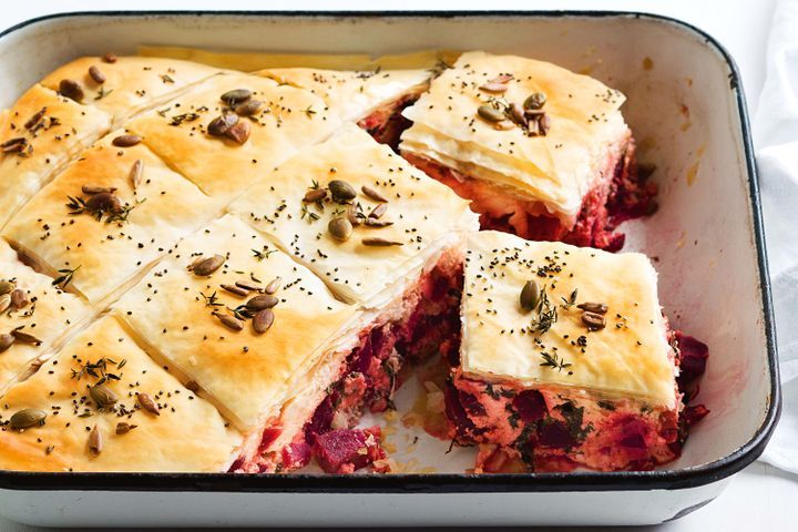 Cooking Vegetarian Beetroot spanakopita