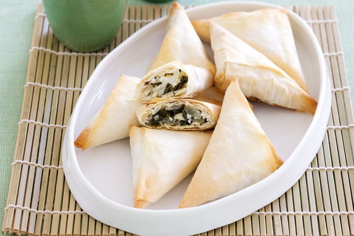 Cooking Vegetarian Bok choy and feta triangles