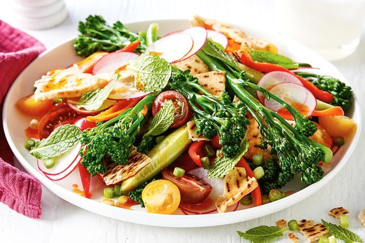 Cooking Vegetarian Broccolini fattoush