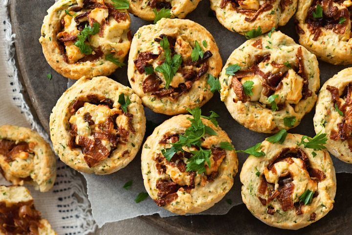Cooking Vegetarian Caramelised onion and herb scrolls