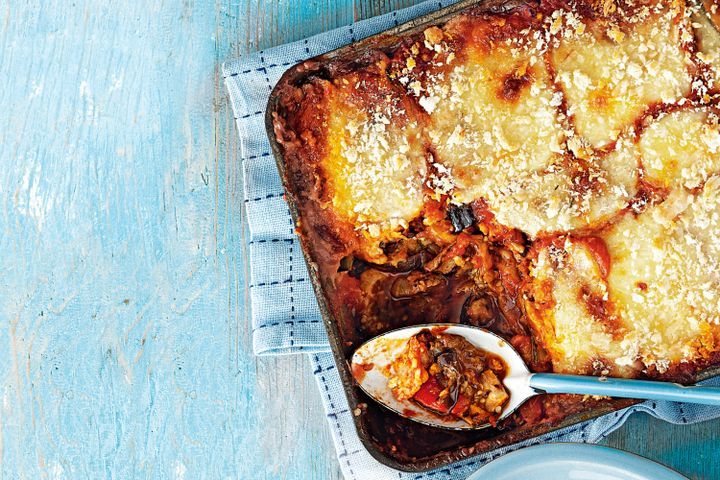 Cooking Vegetarian Chargrilled eggplant and tomato bake