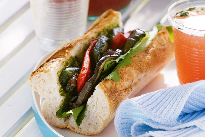 Cooking Vegetarian Chargrilled vegetable baguettes