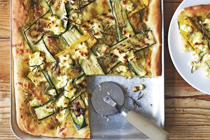 Cooking Vegetarian Chargrilled zucchini and ricotta pizza
