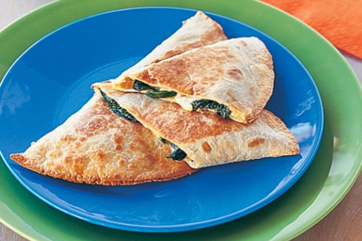 Cooking Vegetarian Cheese and spinach quesadillas