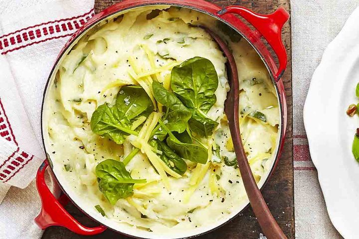 Cooking Vegetarian Cheesy spinach mash