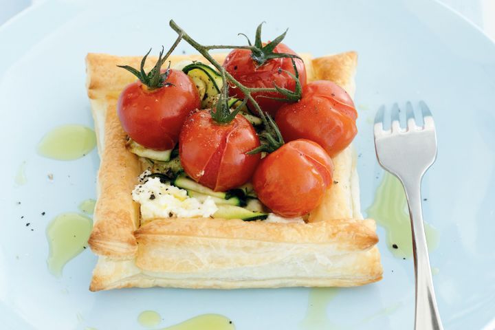 Cooking Vegetarian Cherry truss tomato and goats cheese tarts