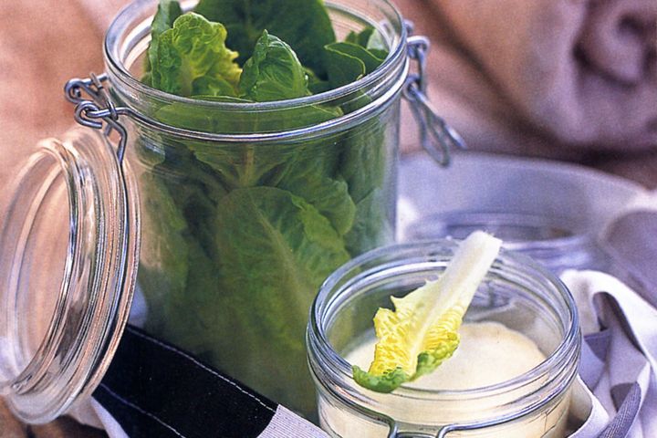 Cooking Vegetarian Cos with garlic mayonnaise