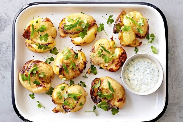 Cooking Vegetarian Crispy smashed potatoes