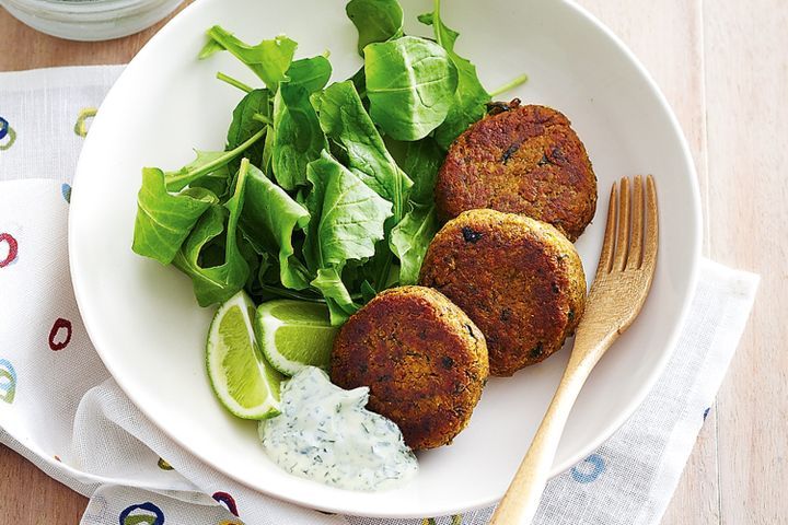 Cooking Vegetarian Curried chickpea and spinach patties