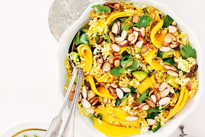 Cooking Vegetarian Curried mango rice salad