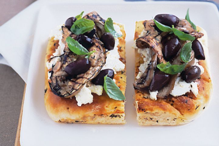 Cooking Vegetarian Eggplant and olive pizzas