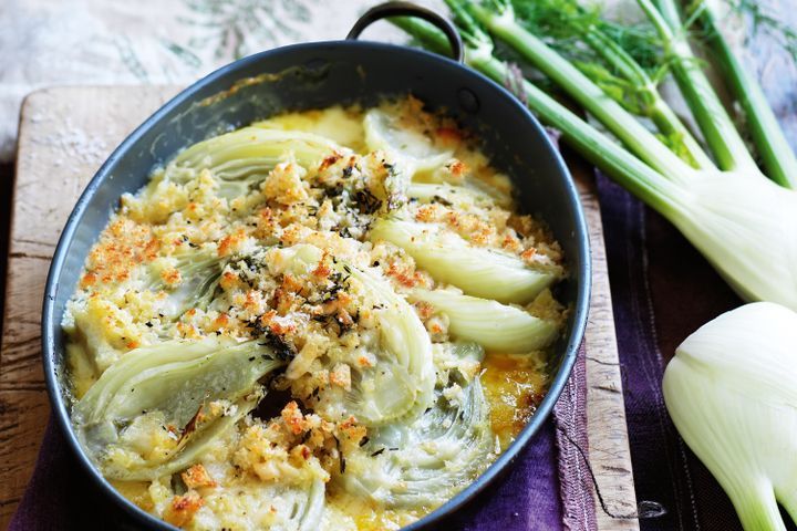 Cooking Vegetarian Fennel, thyme and parmesan gratin