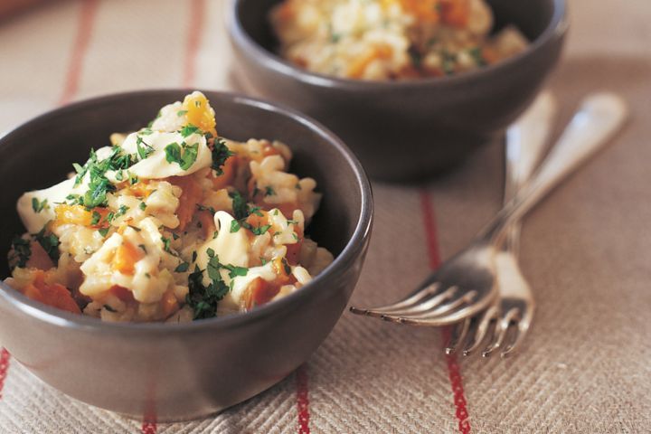 Cooking Vegetarian Honey-baked pumpkin risotto