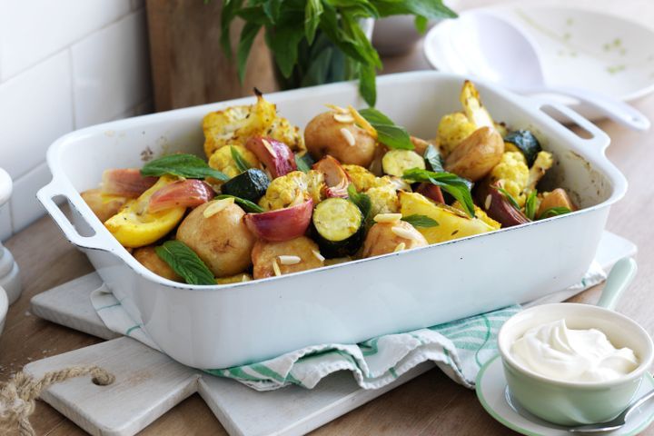 Cooking Vegetarian Indian one-pan roast vegetables