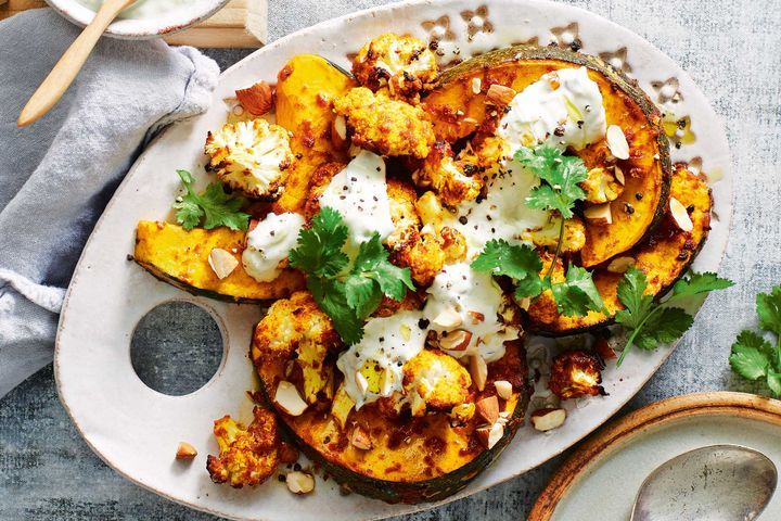 Cooking Vegetarian Korma roasted pumpkin and cauliflower