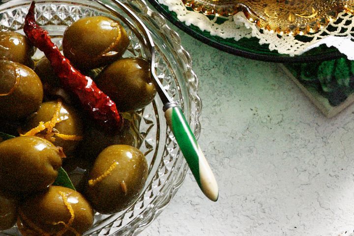 Cooking Vegetarian Marinated green olives
