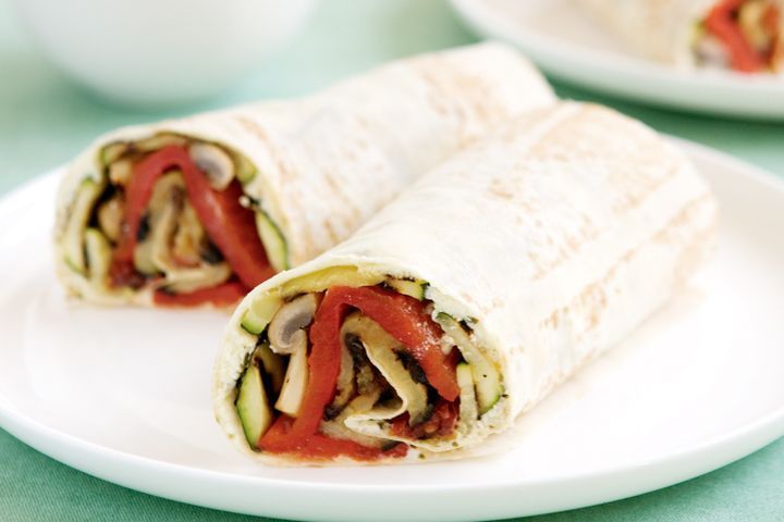 Cooking Vegetarian Mediterranean vegetable wrap