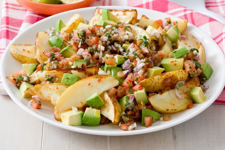Cooking Vegetarian Mexican potato and salsa salad