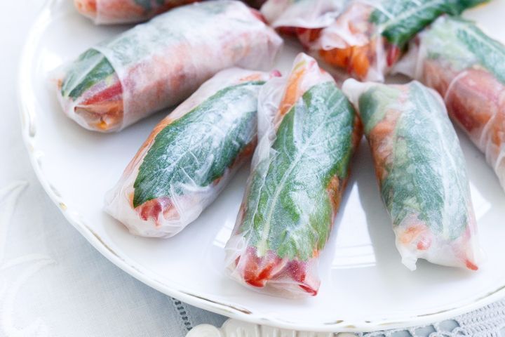 Cooking Vegetarian Mini lime and lemongrass rice paper rolls