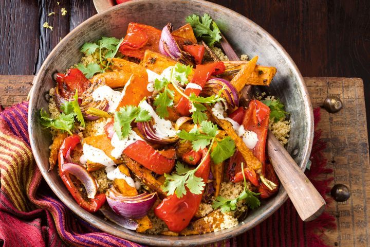 Cooking Vegetarian Moroccan sweet potato bake