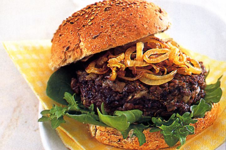 Cooking Vegetarian Mushroom and lentil burger