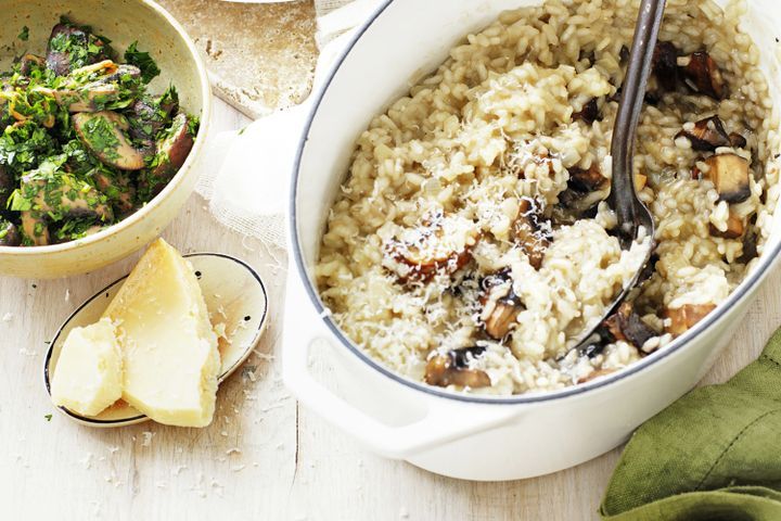 Cooking Vegetarian Mushroom risotto