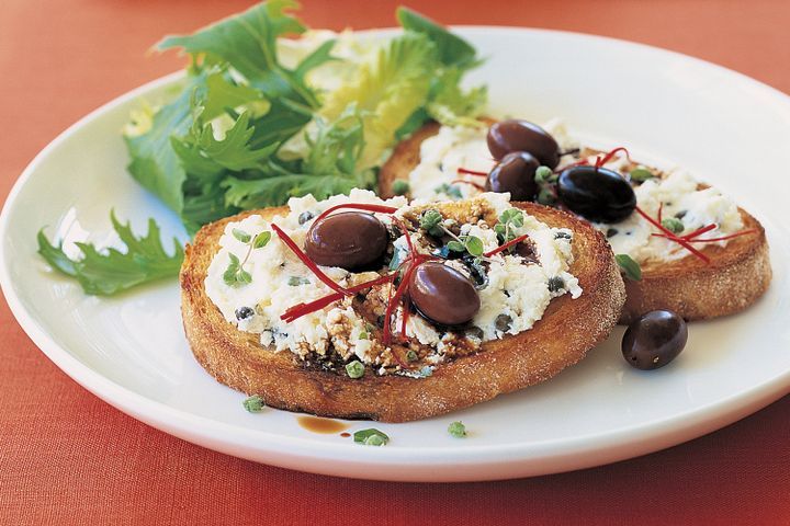 Cooking Vegetarian Olive & ricotta crostini