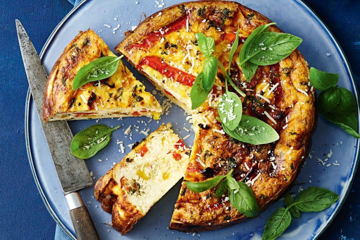 Cooking Vegetarian Peperonata and ricotta frittata