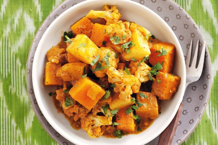 Cooking Vegetarian Potato and pumpkin curry