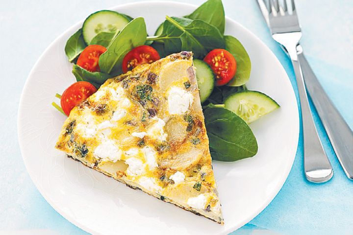 Cooking Vegetarian Potato & goats cheese frittata