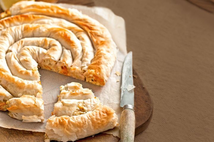 Cooking Vegetarian Pumpkin, basil and ricotta pie