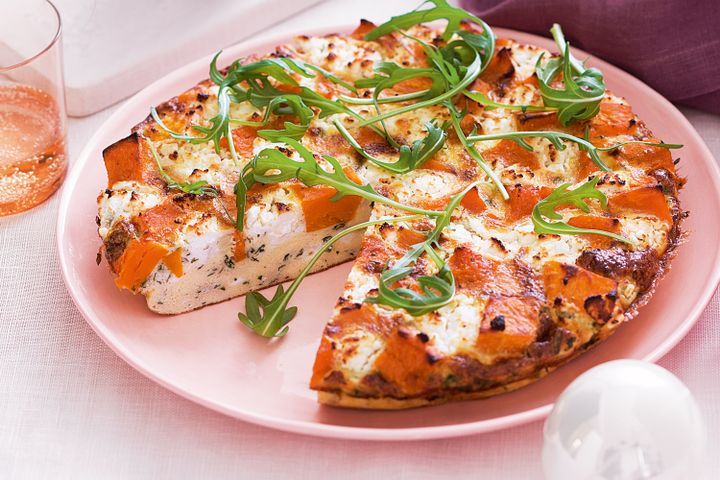 Cooking Vegetarian Pumpkin, goats cheese and herb frittata