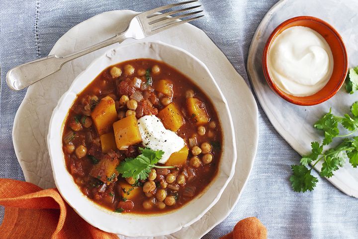 Cooking Vegetarian Pumpkin and chickpea curry