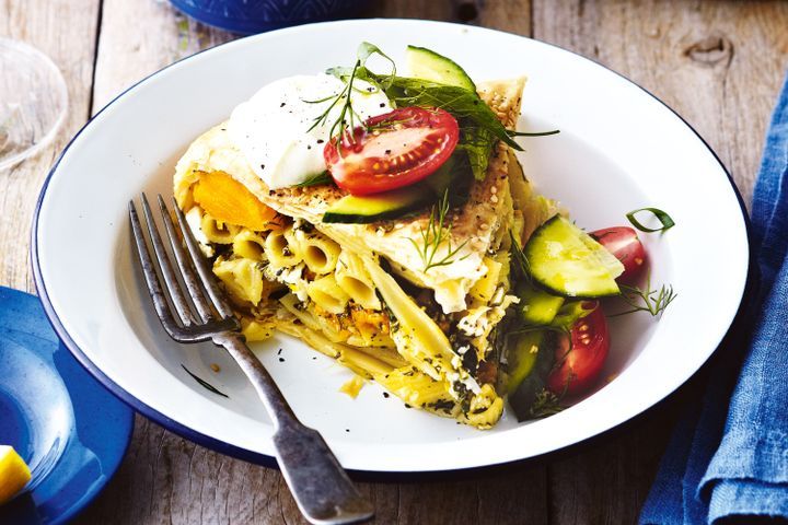 Cooking Vegetarian Pumpkin and pasta pie