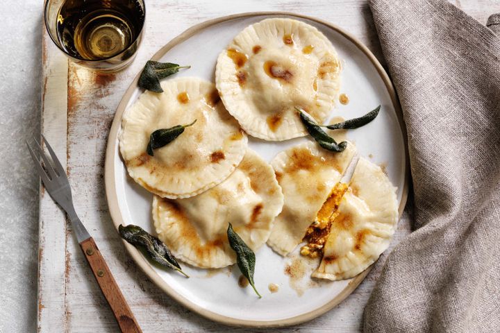 Cooking Vegetarian Pumpkin ravioli