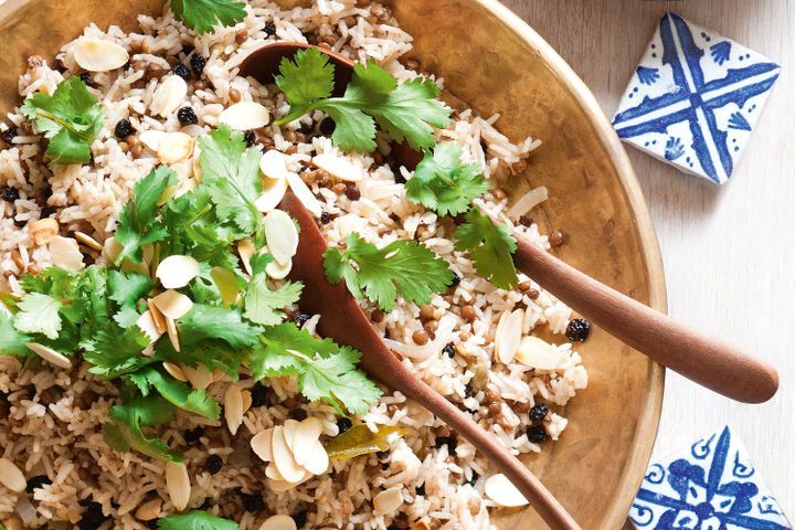 Cooking Vegetarian Rice and lentil pilau