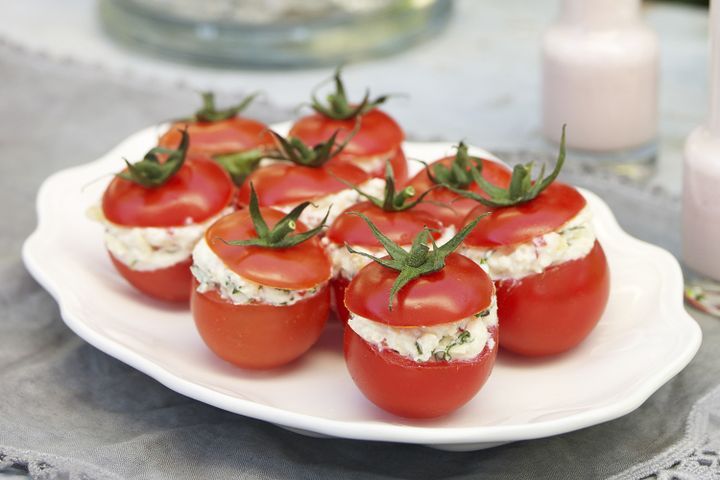 Cooking Vegetarian Ricotta and pine nut stuffed tomatoes