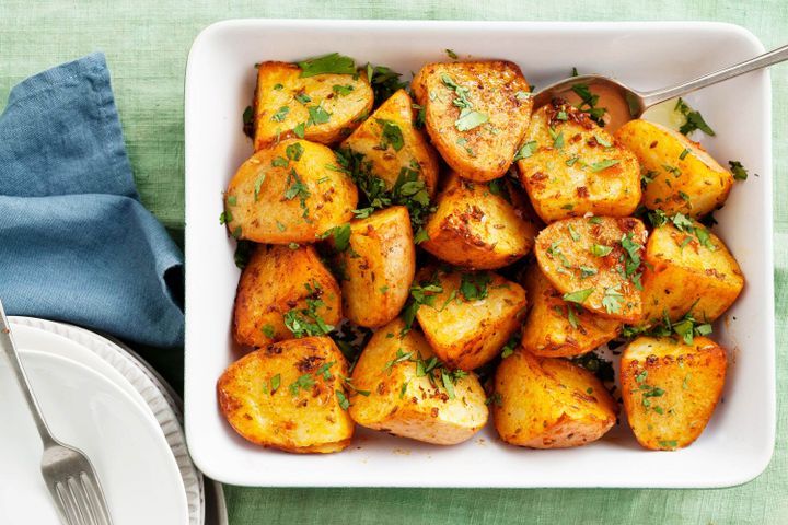 Cooking Vegetarian Roast potatoes with paprika and cumin