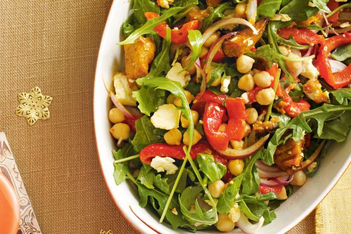 Cooking Vegetarian Roast pumpkin, chickpea and rocket salad