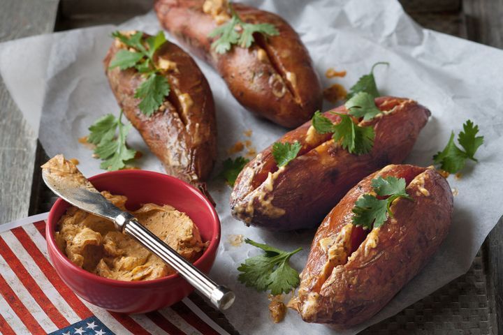 Cooking Vegetarian Roast sweet potato with Cajun-spiced butter