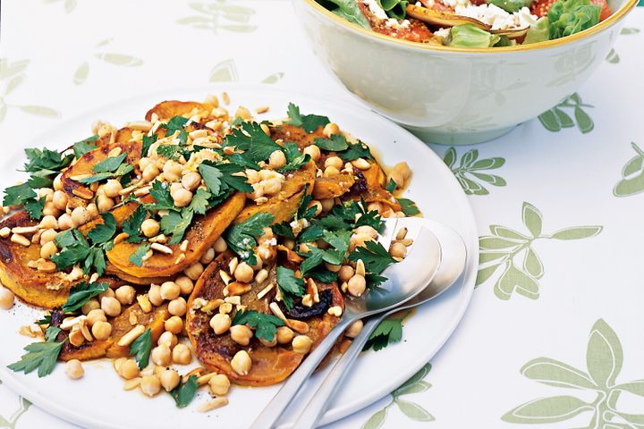 Cooking Vegetarian Roasted pumpkin and chickpea salad